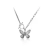 Trustdavis 925 Sterling Thai Silver Fashion Insect Butterfly Pendant Necklace For Women Wedding Party Fine Jewelry Gift DA1299 Q0531