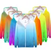 Aikooki 3D Hoodies Mäns 2019 Män / Kvinnor Zipper Sweatshirts Custom Colorful Gradient Hoodies Mens Solid Färg Hooded Rainbow Top Y0804