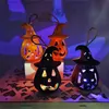 LED Halloween Pumpkin Ghost Lantern Lamp DIY Hanging Spaventoso a lume di candela Decorazione di Halloween per la casa Horror Puntelli Giocattolo per bambini Y0827