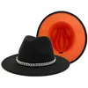 Breite Krempeln Hüte Frauen Sommer Blau Orange Patchwork Fedora Hat Panama Cowboy weiche Sonne geeignet für Beach8112151