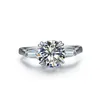 Cluster anneaux solide 925 Silver Silver Romantic Proposer Ring 2 02 CT Round Cut Diamond Engagement pour les femmes 233a