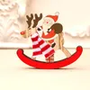 NEWNew Decorations Christmas Wooden Rocking Horse Christmaes Snowman Santa Gift Ornaments Party Supplies Festive Gifts LLD11271