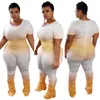 Women Gradient Color Jumpsuits Designerkläder Sexig dragkedja Kort ärm PLICKED PANTS Dammode Plus Size Rompers Nightclu5840295
