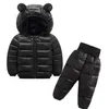 2019 Winter Warm Kinderkleding Sets Babymeisje Down Katoenen Jassen Snowsuit Kids Ski Suit Set Boy's Hooded Jassen + Pants1-5Y X0902