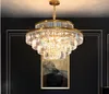 Salon lustre salle à manger lit lampes de luxe haut de gamme atmosphère simple lumière ronde cristal