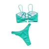 Damskie stroje kąpielowe Solidne bikini strój kąpielowy Dwuczęściowy garnitur Seksowny pierścionek Push Up Pad Bra Monokini Zestawy Bandaż Beachwear