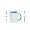 320ml 승화 블랭크 세라믹 머그 내부 색상 열전달 커피 컵 가정용 워터 컵 9 색