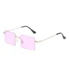 Special Design Solid Square Pieces Lens Sunglasses New Novelty Rimless Eyeglasses With Gilding Metal Arms Cool Streetwear Accessories