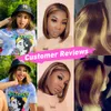 Destaque Ombre Wig Human Hair Bob Perucas Reta HD Lace Front Brasileiro Remy Colorido Peixe Pixie Corte Ombred Piano Cor Cutícula Alinhada Hairs 150% Densidade Dídeta1