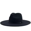 Clássica unisex larga borda splice dois tone lã fedora inverno quente largo brim mulheres chapéus vermelho preto senhoras igreja derby vestido ha