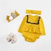 Kinder Baby Kleidung Baumwolle Jumpsuit Dress Up Koreanische geborene Junge und Mädchen Strampler O-Ausschnitt Tuch 210702