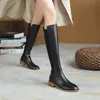 Bottes printemps automne Style britannique mince talons épais en cuir véritable femmes au genou longue équitation équestre hiver en peluche à l'intérieur