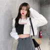 Sweatshirt Kvinnor Koreanska Streetwear Långärmad Sweatshirts Pullover + Vest Casual Party Crop Top Autumn Women's Clothing 210930