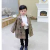 Boys and Girls Woolen Coats 2021 New Autumn and Winter Mid-length Western-style Plaid Children's Woolen Thick Woolen Coat H0909