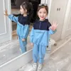 Filles Sport Vêtements Patchwork Tenues Hoodies + Pantalons Vêtements Ensembles Style Décontracté Enfants Survêtement 6 8 10 12 14 210528