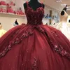 キラキラ鍛冶屋甘い16ボールガウンドレスビーズスパンコール3D花恋人Vestido de 15 Anos Quinceanera 2021