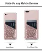 Universele 3M Adhesive Bling Glitter Pocket Stickers Faux Lederen Creditcard Houder Stick-On Terug Mobiele Telefoon Pouch