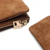 Nuevas carteras de moda para mujer, cartera con cremallera de cuero nobuk con cordón, monedero de diseño largo para mujer, bolso de mano de dos pliegues con más colores