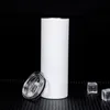 Tasse droite blanche de 20 OZ bricolage tasses hautes avec couvercle bouteille d'eau de gobelet de sublimation isolée sous vide en acier inoxydable 873 Z2