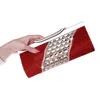 Couleur rouge froncé sacs de soirée mode diamants sacs à main de fête métal Satin jour embrayage couleur mixte mariage Banquet sac à main