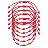 Bracelets de charme 24pcs 7 noeuds Bracelet de corde rouge pour femmes hommes chanceux amulette et amitié à la main tresse corde bracelet bijoux 233k