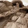 Fitaylor hiver femmes réel col de fourrure 90% blanc duvet de canard veste dames chaud Puffer manteau femme Vintage bouton épais Parkas 211008