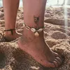 Anklets guldjusterbart skal för kvinnor boho handgjorda rep kammusslor hänge fot kedjor strand smycken tobilleras 6957 marc22