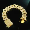 Necklace Diamond 20mm Chains Threerow Drill Miami Cuban Link Chain Full Zircon Men039s Hip Hop4277156