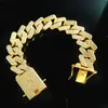 Halsband Diamond 20mm kedjor Threerow Drill Miami Cuban Link Chain Full Zircon Men039S Hip Hop1798293