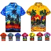 Herren Rotes Hawaiihemd Mode Palme Bedruckt Strandkleidung Lässige Button-Down-Tropen-Aloha-Camisa Hawaiana 210626