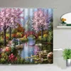 3d Nordic Włochy ulica aleja Curtain Garden Kwiaty Sceneria Retro Design Tkaniny Zasłony Wodoodporna Dom łazienkowy Decor 211115