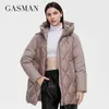 Gasman Winter Down Collection Collection Fashion Solid Stand-Up Collar Damska Płaszcz Elegance Oversize Z Kapturem Damskie Kurtki 8198 211028