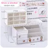 WG 3 stks / set ins Kawaii Deskpot Organizer Makeup Opbergdoos 3 Plank Container Ladekast Rack Stuur Sticker Home Decor 210315