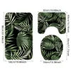 Tropical Plant Leaf Green Style Bathroom Decorative 3 Piece Set Non Slip Mat Toilet Seat Cover Elegant Stylish Bath Accessories 21293u