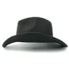Новая винтажная шляпа-федора для мужчин и женщин из смеси шерсти в стиле вестерн, ковбойская шляпа-федора с широкими полями, сомбреро, кепка крестного отца, церковные кепки, ковбойская шляпа, черный пояс257c