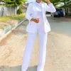 Aomei Elegant Femmes Blazer Ensembles Boutons BLANC BLANG WADEG PANTUM COUVERTURE DE LA MODE CASSANT PROFESSIONNELLE PROFESSIONNEL OFFICATION OUTILISATIONS 211105