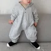 INS Baby kids romper toddler girls hooded long sleeve zipper jumpsuits infant boys soft cotton climb clothing Q3019
