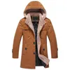 Men's Trench Coats Men Warm Lamb Wool Hooded Coat Slim-fit Cotton-padded Jacket Fashion Button Casual Slim 2022 Autumn Viol22