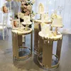 Grand Event Backdrops dessert Floral Display Wedding Decoration Metal Plint Table Bakgrund Arch för fest Födelsedag Stage Cake Flower 245C