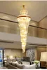 Moderno lustre Long Crystal Chandelier Luz Luxo Villa Duplex Sala de estar Middle Sala Stair LED