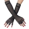 Schwarz Weiß Frauen Sexy Fishnet Ellenbogen Handschuhe Aushöhlen Mode Punk Goth Lady Disco Dance Kostüm Halb-finger Mesh handschuhe