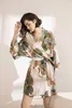 Sexig underkläder Bomull Kimono Robe Badrock Kvinnor Blomman Print S Satin Ladies Dressing Gowns Sleepwear Stor storlek 210924