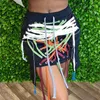 Spódnice Y2K Ubrania Streetwear Kobiet Moda Koronki Up Bandaż Spódnica Długa Skinny High Street Noszenie dna ze sznurkiem