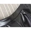 新しい夏の女性エラスティックウエストPUレザーブラックショートパンツ女性セレブの同じルーズファッション女性カジュアルショーツ210306