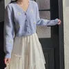Floral brodé tricoté Cardigan femmes mode pull surdimensionné Vintage col en V à manches longues haut vêtements de dessus pour femmes Chic 211011