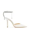 サンダルドレスシューズウェディング花嫁ホワイトポンプSaeda Sandal Lady's High Heelled Brand Women High-Heel Poinded Crystal Ankle Straps Slingback with Box