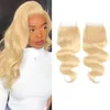 5 sztuk / partia Real HD przezroczyste 5x5 koronki Zamknięcie Brazylijski Human Hair Swiss Invisible Lace 613 Blond Włosy 150% Gęstość Małe węzły Hurtownie