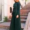 Wepbelイスラム教徒の包帯ドレスアラブ女性ラマダンハイウエストアバヤスリムフィット長袖ローブパーティードレスファッションイスラム服Y0118