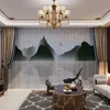 Curtain & Drapes Chinese Style Ink Wash Painting Curtains Drape Panel Sheer Tulle Home Decoration Living Room Bedroom Vintage Chiffon