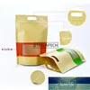 Gift Wrap 300pcs Large Packing Kraft Paper Window Bag With Handle Stand Up Dried Fruit Packaging Pouches Zipper Self Sealing1 Factory price expert design Quality